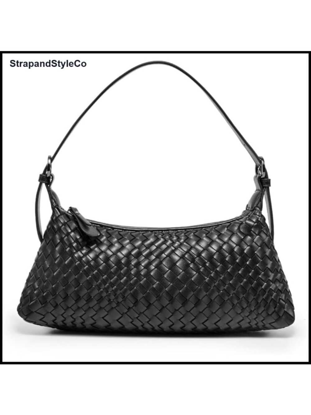 Woven Vegan Leather Crossbody Bag Small Hobo Tote Mini Purse